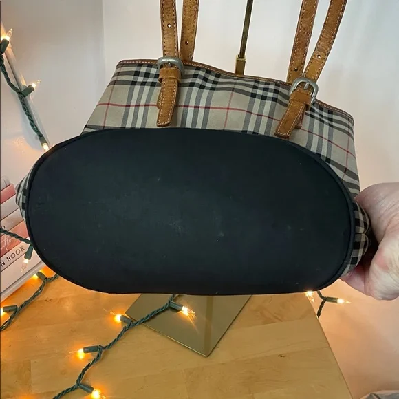 BurberryS Blue Label Plaid Tote Bag with Tan Accents - Picture 9 of 16